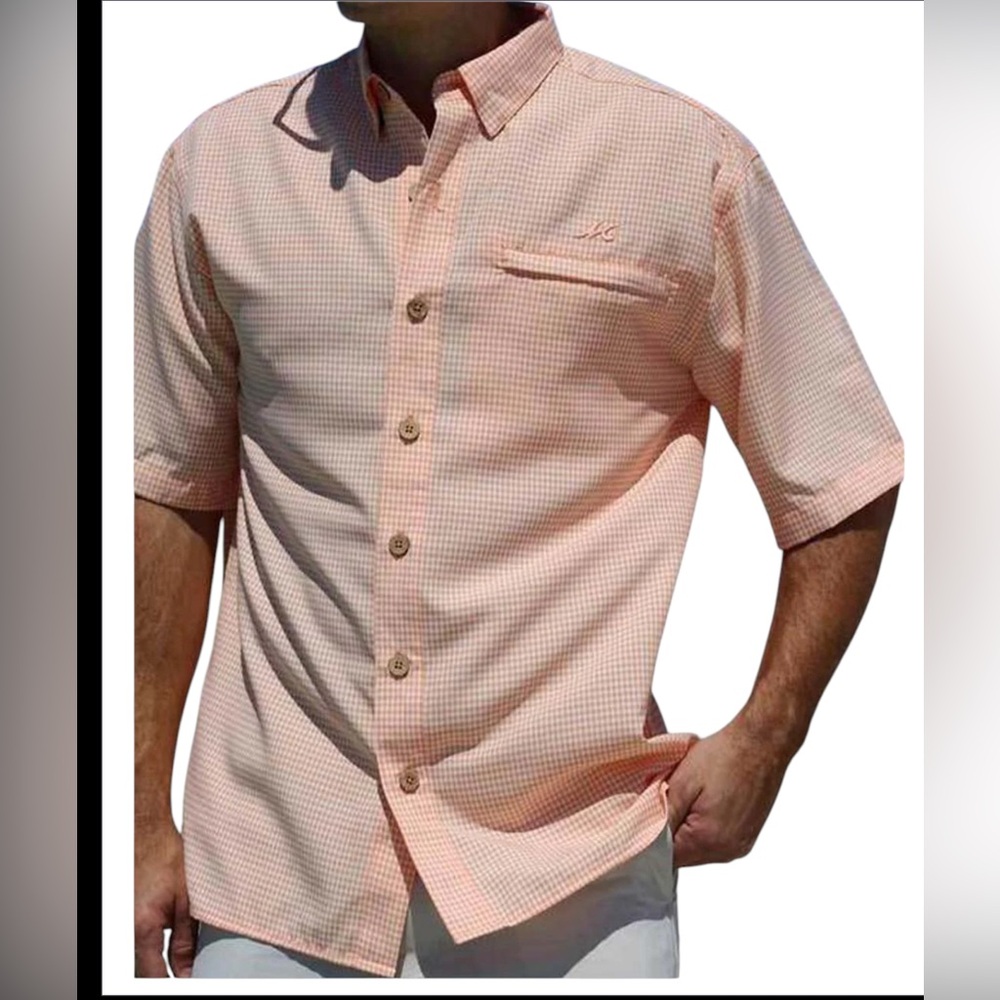 EUC Mojo Mr. Big Sport Check Vented Shirt SZ XL Orange & White Check